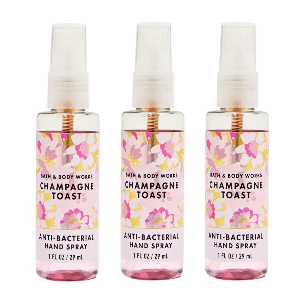 Bath & Body Works Bubbly Champagne Hand Sanitizer Spray Set of 3pc.